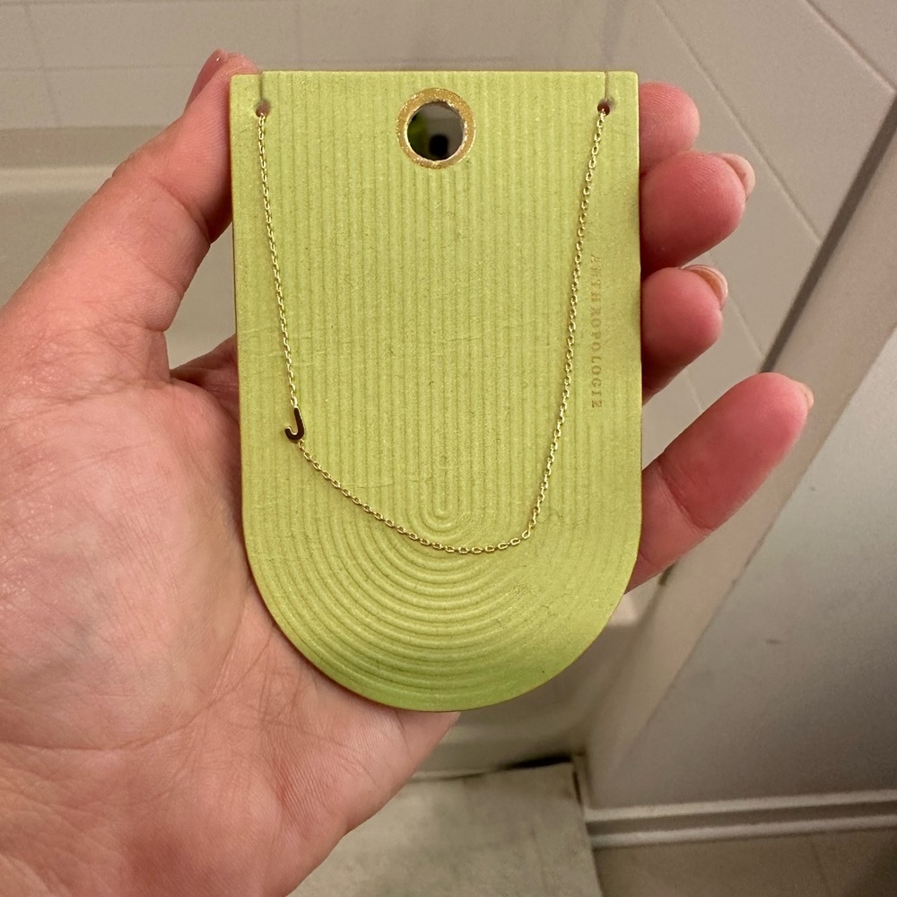 Anthropologie 14 K Gold Plated “J” Monogram Chain Necklace